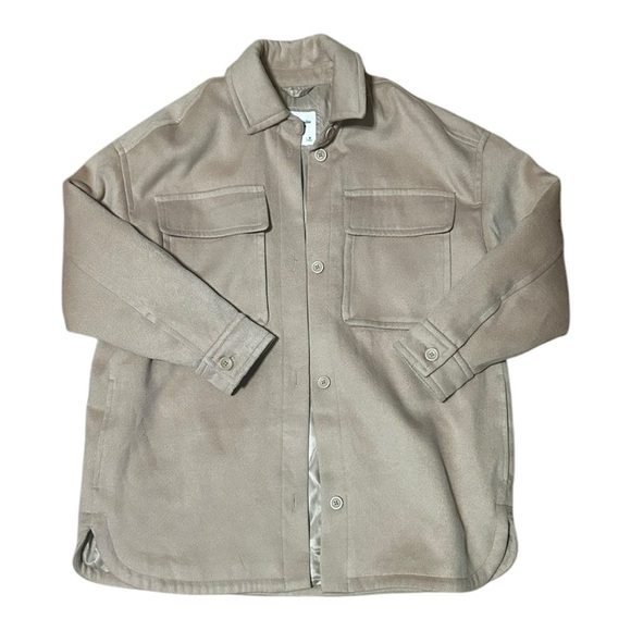 Abercrombie & Fitch Tan Oversized Shirt Jacket Size Medium Shacket - Picture 5 of 16